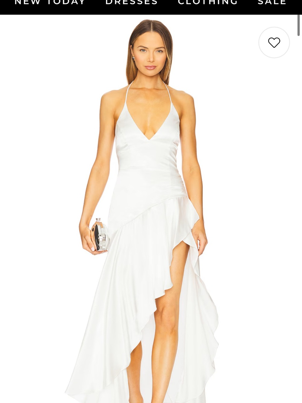 Bardot White Halter-Back Satin High-Low Dress